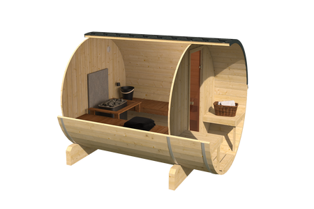 Outdoor Sauna EDA 250 – comfortable premium sauna for 6–8 people with electric or wood-burning stove, for luxury and elegance