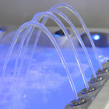 Садове джакузі SPA510 210x210 см - блакитна хвиля, сірий корпус | Гідромасажна ванна для саду