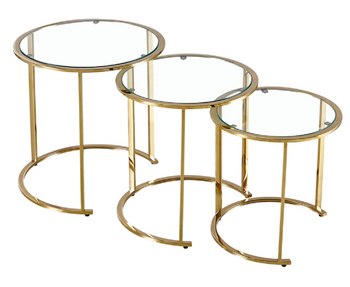 Ensemble de 3 tables en acier inoxydable couleur or – luxe et légèreté pour votre intérieur
