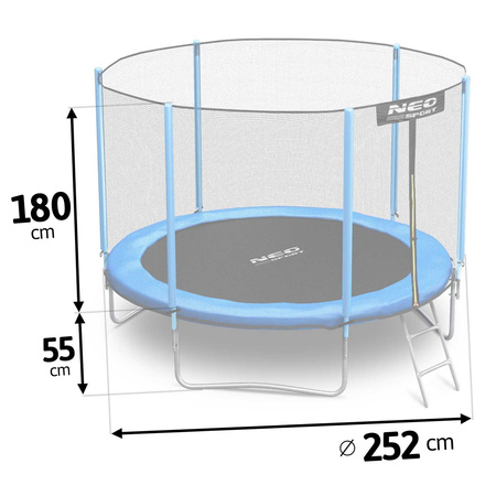 Tuintrampoline 8ft/252 cm met buitennet en ladder