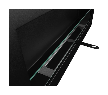 Chimenea de bioetanol de pared con cristal 900×400 Box, negro texturizado mate: confort redefinido