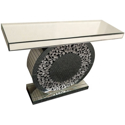 Glaskonsol 120×35×78 cm – dekoreret, spejlfinish