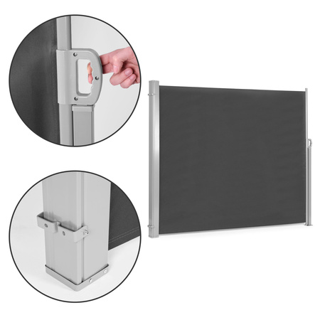 Copertină pliabilă 300x180 cm ecran lateral roller blind pentru grădină la terasă antracit MultiGarden