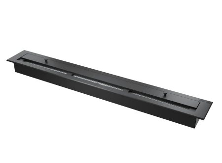 Elegant Biofireplace Inside C1000 v3 — minimalist built-in fireplace with LONGFIRE 800 burner and Antisol glass