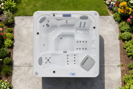 Jacuzzi élégant OF-5003 avec massage pour 5 personnes – pour jardins, intérieurs et espaces bien-être.