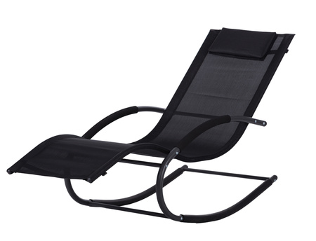 Garden Lounger with Headrest | Folding beach lounger for balcony or patio Black/Grey | Garden furniture, relaxation, modern style