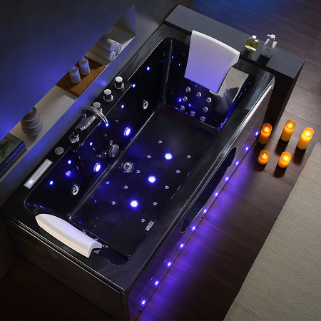 Hydromassage Bathtub IRIS 933B 160×84 – deep relaxation in a modern design, black