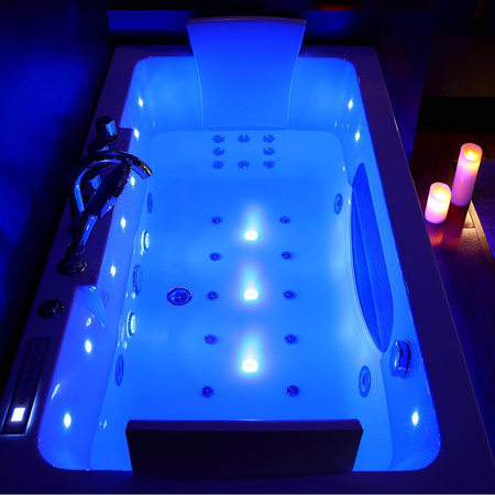 HYDROMASÁŽNA SPA VAŇA OBDĹŽNIKOVÁ 150×84 CM DVOJMIESTNA IRIS-933A-BLbiely