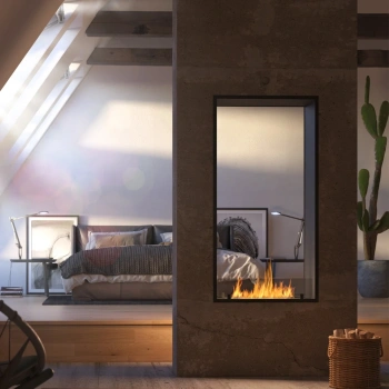 Double-sided bio fireplace 2SIDE 1400 SLIM VERTICAL – designer fire without a chimney, perfect for modern interiors
