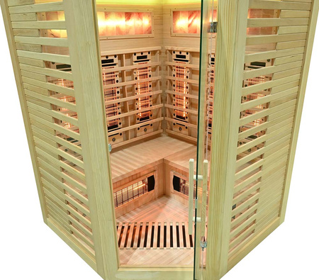 MO-RL3CST Sauna de infrarrojos con piedra de sal + turmalinas | Wellness | Relax | SPA | Madera Natural | Lista para Montar