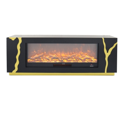 Elektrisk kamin Magnetic Black – lyxig svart-guldig LED-kamin, 160 cm