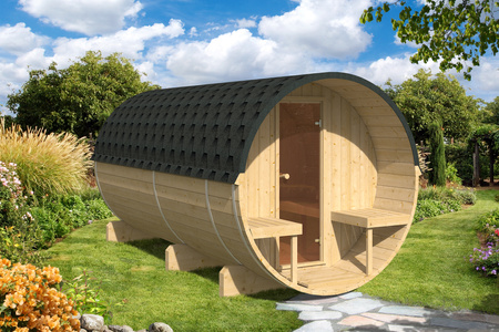 Outdoor Sauna EDA 400 – spacious premium sauna for 6–12 people with electric or wood-burning stove, for family and friends