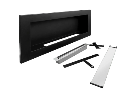 Chimenea de bioetanol SLIM 900x400 negra estructurada con cristal