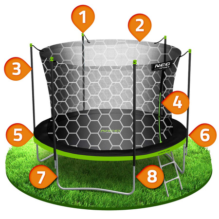 Havetrampolin 10ft/312cm med indvendigt net og stige Neo-Sport