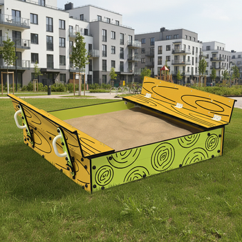 Sabbiera Viking LK310 – Grande sabbiera in legno con copertura e panche