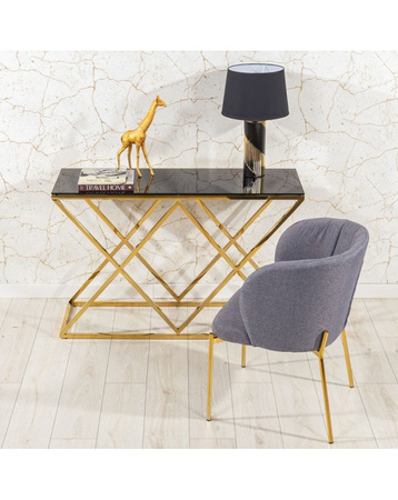 KONSOLE AUS EDELSTAHL – geometrisches Design & luxuriöse Form, Gold/Schwarz