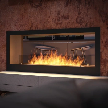 Tõhus kahepoolne sisseehitatud biokamin 2 SIDE 1200 - tunnel, must, Antisol klaas