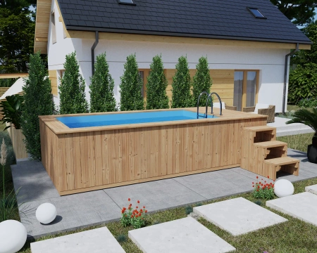 Trebasseng med polypropylenforing 480 cm x 240 cm (Thermo Drewno) – et moderne og slitesterkt hagebasseng