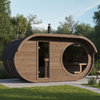 Ovale Sauna Raiki Outdoor 4-Personen / Elektro-Oder Holzofen von Harvia / Hochwertige, Wärmebehandelte Skandinavische Fichte | Wellness | Relax | SPA | Montagefertig | Skandinavischer Stil