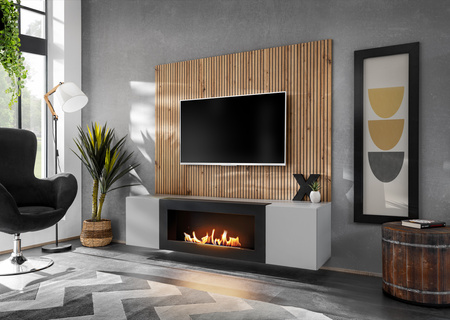 Sienas TV skapis ar bioetanola kamīnu viesistabai XARI L-K