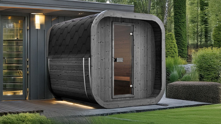 Icon 200 S Sauna Limited Black Garden Edition for 4 persons / Electric or Wood-fired Harvia Stove / High Quality Scandinavian Spruce (Thermowood) | Wellness | Relaxation | SPA | Wellness | Relaxation | SPA | Thermo Wood | Panoramic Glass