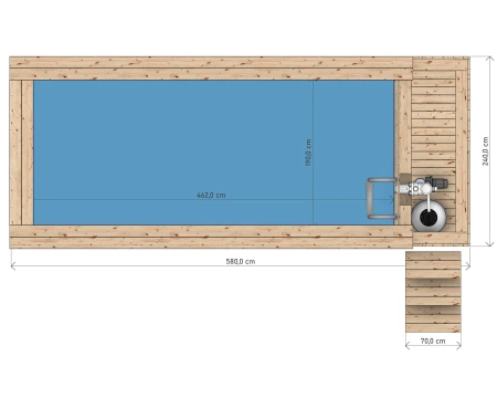 Trebasseng med polypropylenforing 580x240 cm – et moderne og slitesterkt hagebasseng