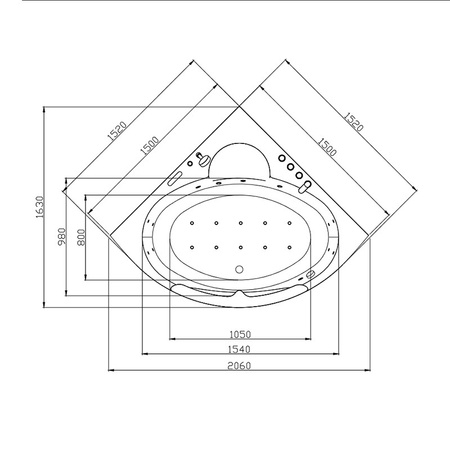 SIGNA 635 burbuļvanna balta 150x150 cm - elegance un relaksācija jūsu vannas istabā