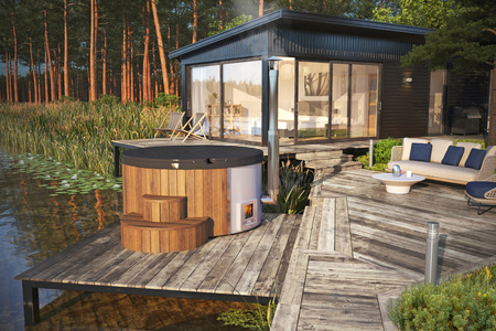 Sauna & Ballroom Set | Ulkosauna ICON 125 | Kuiva | Suomalainen | Poreamme LUX 220 | Sähköliesi | Puulämmitteinen liesi | Lämpöpuu | Thermwood
