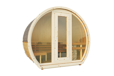 Sauna zewnętrzna SUSI dla 2-3 osób w zestawie z piecem do sauny Harvia Vega + gratisy | kosmetyki + akcesoria do sauny | sauna fińska | thermwood | Drewno Termiczne