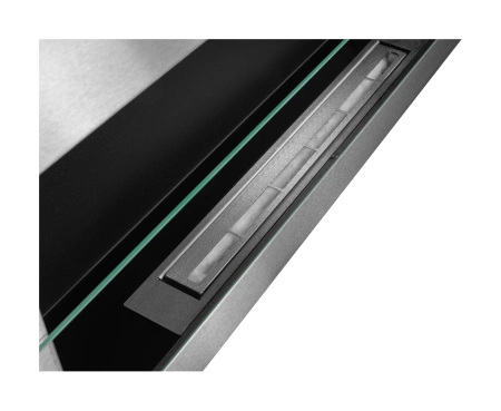 Bio-lareira suspensa em inox com vidro 900x400 – aço inoxidável, design moderno
