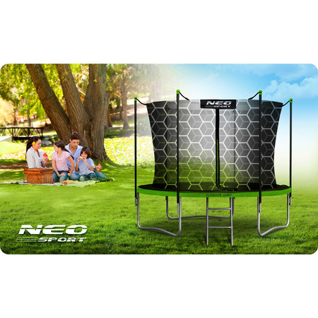 Trampoline de jardin 312 cm avec filet intérieur et échelle Neo-Sport