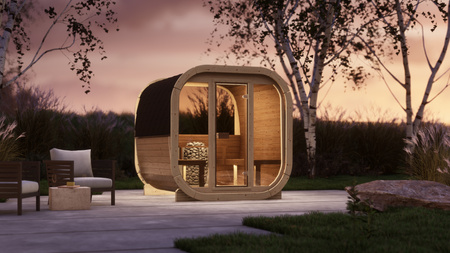 La sauna esterna Eke 220 per 4-6 persone / Fornello elettrico o a legna Harvia / Abete nordico di alta qualità (legno termico di pino) | Wellness | Relax | SPA | Wellness | Relax | SPA | Stile nordico | Legno termico