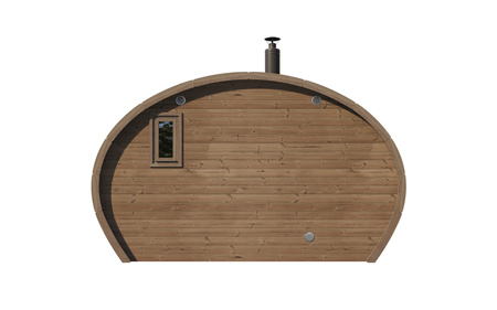 Sauna Owalna Frodo 240 Zewnętrzna dla 8 osób / Piec Elektryczny Harvia Harvia lub Opalany Drewnem Harvia / Wysokiej Jakości Świerk Skandynawski Poddany Obróbce Termicznej | Wellness | Relax | SPA | Domowe SPA | Panoramiczne Szkło