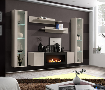 Chimenea biológica integrada en muebles. Chimenea moderna con mueble de TV CC FY M2