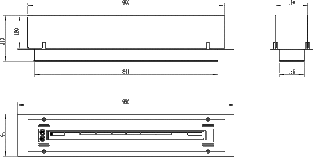 Bioșemineu pentru instalare 100 cm - negru mat cu ochelari | Modern Fireplace Insert
