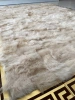 VERSACE style rug - luxury handmade sheepskin rug, beige with gold