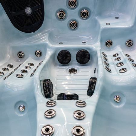 Jacuzzi ogrodowe SPA341 Jasna Fala Oceanu z obudową ciemnoszara deska 220x156 cm – relaks i elegancja w Twoim ogrodzie