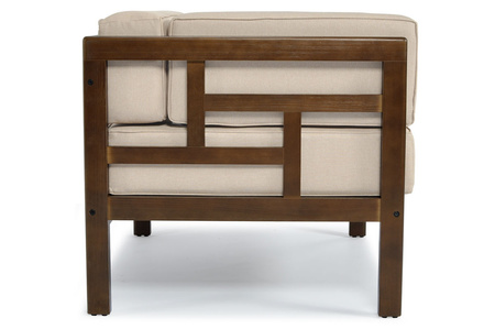 Houten tuinstoel EDEN donkerbruin/beige | comfortabele tuinstoel, modern design, terras en balkon