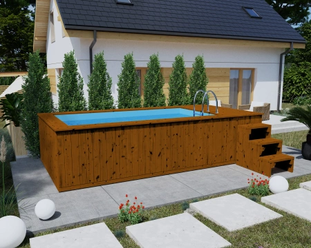 Puuallas polypropeenivuorauslevyllä 480x240 cm - moderni ja kestävä puutarha-allas.