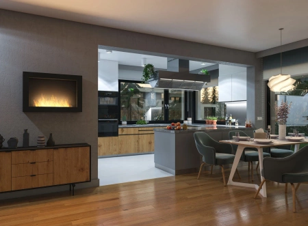 Compact Biofireplace Murall 800 — wall-mounted, for recess installation, elevates your interior