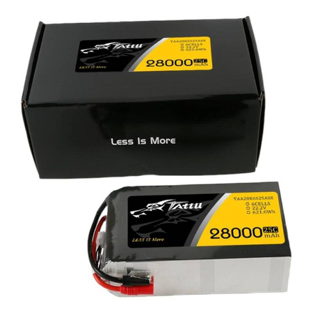 Tattu 28000mAh 22.2V 25C 6S1P Lipo Pack akku AS150+XT150 liittimellä