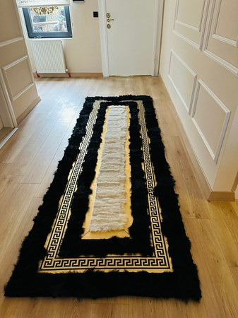 Lyxig matta i naturlig får- och kohud - lång lugg, Versace-stil