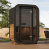 Havesauna ULLA130 Thermowood 1-2 personer – moderne udendørs sauna til terrassen eller haven i skandinavisk stil med elektrisk ovn 220V/230V/400V