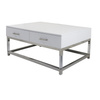 Mesa de centro Royalton White – elegante superficie blanca de MDF, acrílico y acero inoxidable