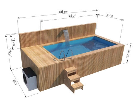 Prémium spa medence 485x235 cm ellenáramlással - luxus kerti medence úszáshoz és pihenéshez