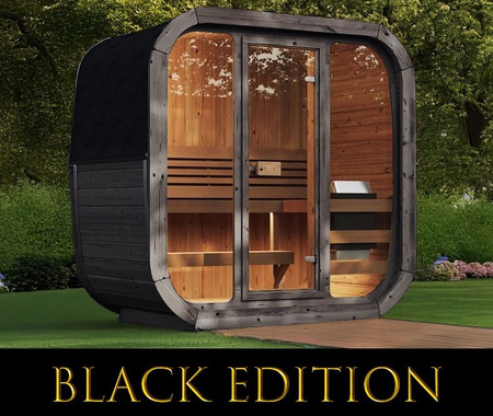 Sauna extérieure Icon 125 Black Limited Edition pour 2–3 personnes / Chauffage électrique uniquement / Paroi de haute qualité en Thermowood | Bien-être | Détente | SPA | Bois naturel | Bois thermo-traité