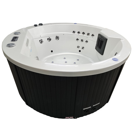 DELLA 916 balta perlamutra dārza virpuļvanna, antracīta korpuss 170x170 cm - luksusa spa dārzā