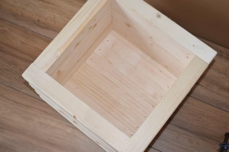 Ръчно изработена правоъгълна дървена саксия 59 cm - естествено дърво, 60L