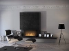 Șemineu bio elegant Inside C1000 v3 — șemineu minimalist încastrabil cu arzător LONGFIRE 800 și sticlă Antisol