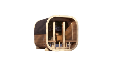 Venkovní sauna Eke 280 pro 4-6 osob / Elektrická kamna nebo kamna na dřevo Harvia / Vysoce kvalitní severské smrkové (borové termální dřevo) | Wellness | Relaxace | SPA | Wellness | Relaxace | SPA | Severský styl | Termální dřevo